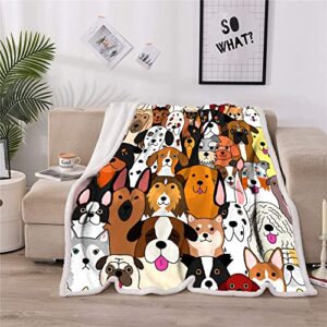 LINGXUQK Cute Dog Blanket Pink Flowers Fleece Blanket Lightweight Fluffy Sherpa Throw Blankets Funny Pet Dog Blanket for All Season in Home Gifts for Animal Lovers