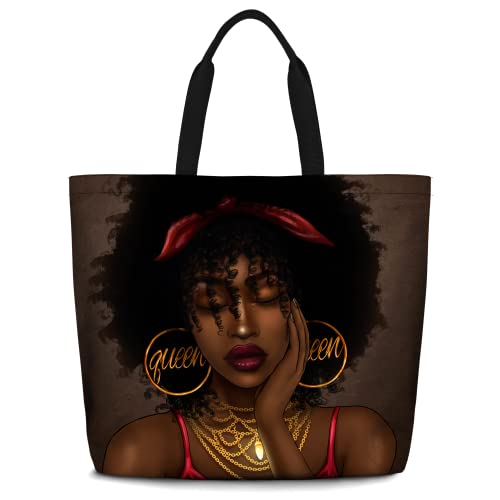 IAGM Tote Bags For Women African American Black Women Shoulder Bags Black Girl Satchel Handbags For Gym Beach Work School