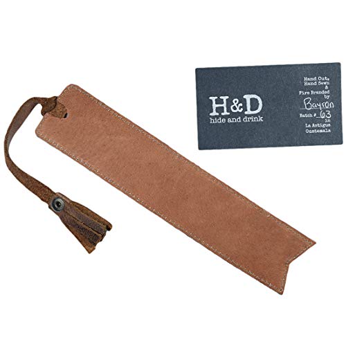 Hide & Drink, Leather Bookmark w/ Tassel, Pagemarker for Bookworms, Readers, Writers, Durable, Genuine, Fine Grain Leather, Deluxe, Classic, Handmade Includes 101 Year Warranty :: Bourbon Brown