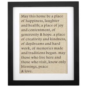 framed house warming burlap print 11″ w x 13″ h, new home gifts for friend, new house gift for homeowner neighbors, christmas gifts, first home decorations, housewarming present for new house, housewarming gifts (housewarming)