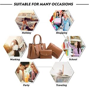 3Pcs Purse Set Handbags for Women Shoulder Bag PU Leather Hobo Bags Ladies Crossbody Bag (Grey)