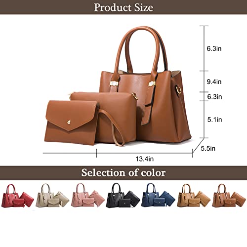 3Pcs Purse Set Handbags for Women Shoulder Bag PU Leather Hobo Bags Ladies Crossbody Bag (Grey)