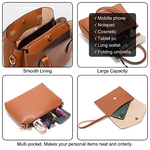 3Pcs Purse Set Handbags for Women Shoulder Bag PU Leather Hobo Bags Ladies Crossbody Bag (Grey)