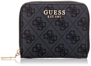 guess womens laurel small zip around wallet, coal logo, one size us