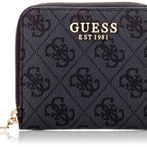 GUESS womens Laurel Small Zip Around Wallet, Coal Logo, one size US
