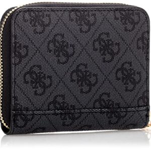 GUESS womens Laurel Small Zip Around Wallet, Coal Logo, one size US