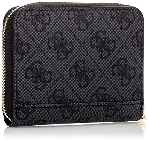 GUESS womens Laurel Small Zip Around Wallet, Coal Logo, one size US