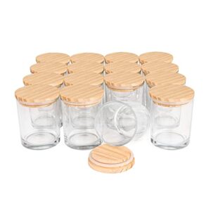 showin 16 pcs 6 oz thick candle jars with wood lids, clear empty jars for making candles, spice jars, sample container – dishwasher safe