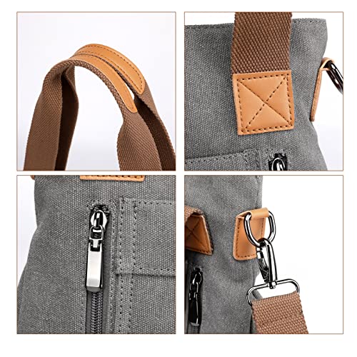 DOURR Multi Pocket Crossbody Bags for Women Casual Work Shoulder Tote Purses Retro Top Handle Handbags (Gray)