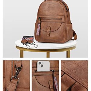 FADEON Mini Backpack Purse for Women, Designer Leather Cute Roomly Small Backpacks, Ladies Shoulder Backpack Fashion Handbag