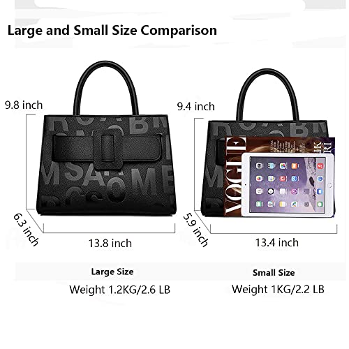 JESSWOKO Letter Print Women's Black Totes Messenger Bag Fashion Trend Ladies Top Handle Shoulder Bags Handbags for Women Large