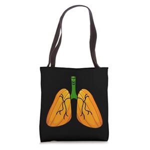 funny human lungs pumpkin, human lungs halloween buys custom tote bag