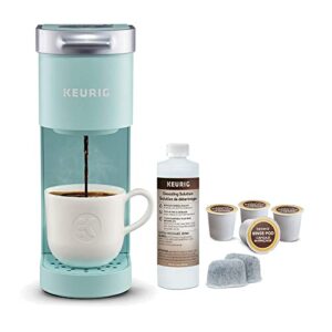 keurig k-mini single-serve coffee maker (oasis) bundle 3-month brewer maintenance kit (2 items)