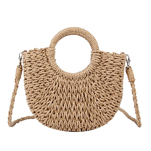 Freie Liebe Small Straw Purses Beach Woven Tote Bags for Women Summer Rattan Crossbody Bags Top Handle Handbags