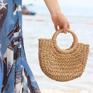 Freie Liebe Small Straw Purses Beach Woven Tote Bags for Women Summer Rattan Crossbody Bags Top Handle Handbags