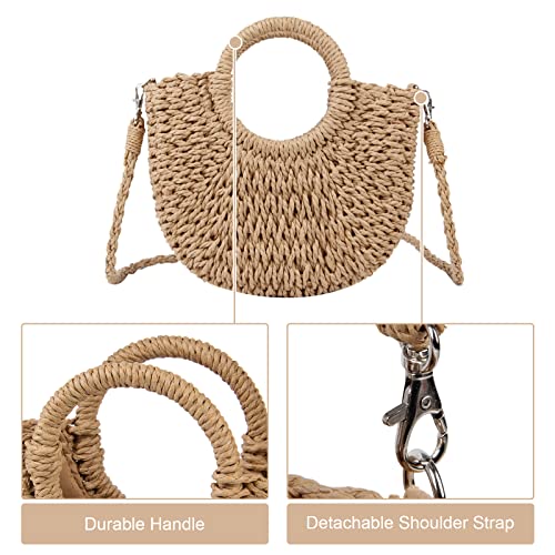 Freie Liebe Small Straw Purses Beach Woven Tote Bags for Women Summer Rattan Crossbody Bags Top Handle Handbags