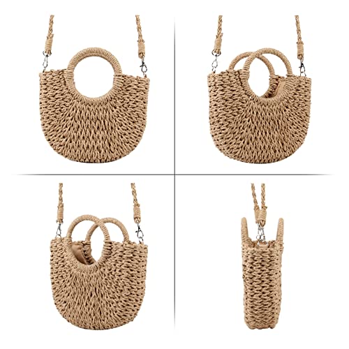 Freie Liebe Small Straw Purses Beach Woven Tote Bags for Women Summer Rattan Crossbody Bags Top Handle Handbags