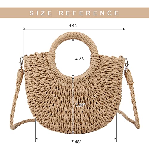 Freie Liebe Small Straw Purses Beach Woven Tote Bags for Women Summer Rattan Crossbody Bags Top Handle Handbags