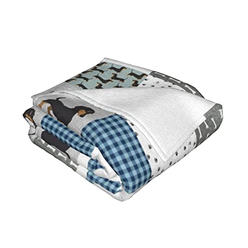 SaBrissi Dachshund Blanket Weiner Dog Blanket Dachshund Gifts for Women Throw Cute Baby Blanket Fleece Flannel Blanket Blue Grey White