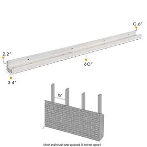 Rustic State Ted Wall Mount Narrow Picture Ledge Shelf Photo Frame Display - 60 Inch Floating Wooden Shelf for Living Room Office Kitchen Bedroom Bathroom Décor - Set of 4 - Burnt White