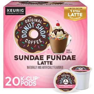 the original donut shop sundae fundae one step latte, keurig single serve k-cup pods, 20 count