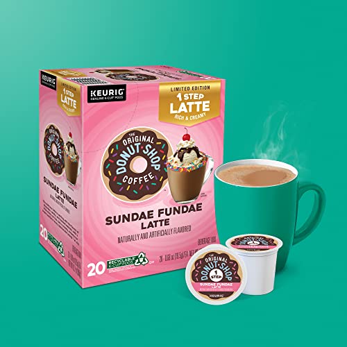The Original Donut Shop Sundae Fundae One Step Latte, Keurig Single Serve K-Cup Pods, 20 Count