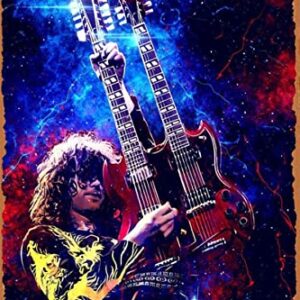 Fumtgsin Jimmy Page Plaque Poster Metal Tin Sign Vintage Wall Signs for Home Cafe Bar Pub Man Cave Restaurants Wall Decor 8x12 inch