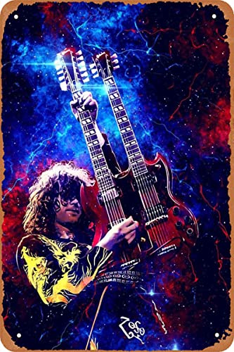 Fumtgsin Jimmy Page Plaque Poster Metal Tin Sign Vintage Wall Signs for Home Cafe Bar Pub Man Cave Restaurants Wall Decor 8x12 inch