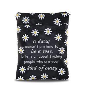 daisy flower book sleeve flower lovers book cover friendship book zipper pouch graduation gift daisy motivational gift for friends sorority sister (daisybb)