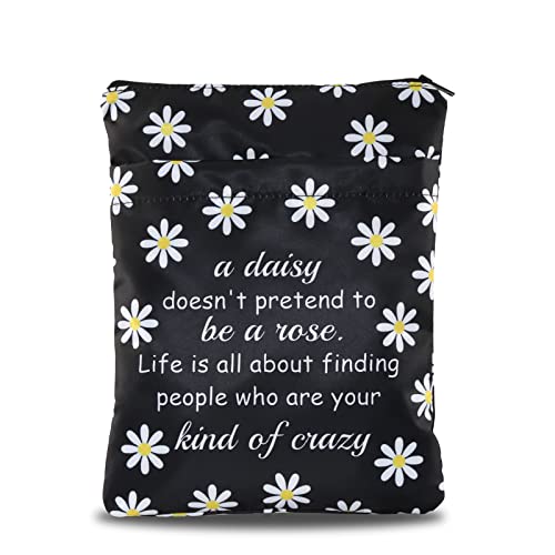 Daisy Flower Book Sleeve Flower Lovers Book Cover Friendship Book Zipper Pouch Graduation Gift Daisy Motivational Gift for Friends Sorority Sister (DaisyBB)