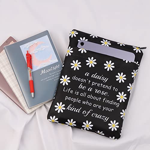 Daisy Flower Book Sleeve Flower Lovers Book Cover Friendship Book Zipper Pouch Graduation Gift Daisy Motivational Gift for Friends Sorority Sister (DaisyBB)