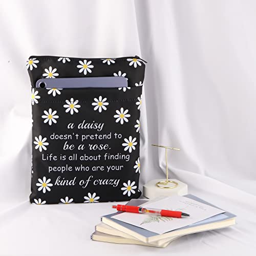 Daisy Flower Book Sleeve Flower Lovers Book Cover Friendship Book Zipper Pouch Graduation Gift Daisy Motivational Gift for Friends Sorority Sister (DaisyBB)