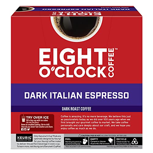 Eight O'Clock Dark Italian Espresso Coffee, Keurig Single Serve K-Cup Pods, Dark Roast, 32 Count