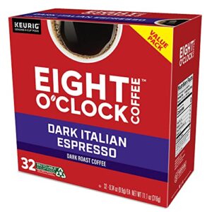 Eight O'Clock Dark Italian Espresso Coffee, Keurig Single Serve K-Cup Pods, Dark Roast, 32 Count