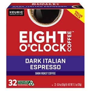 Eight O'Clock Dark Italian Espresso Coffee, Keurig Single Serve K-Cup Pods, Dark Roast, 32 Count