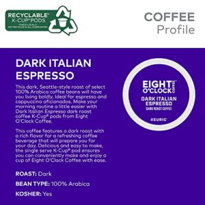 Eight O'Clock Dark Italian Espresso Coffee, Keurig Single Serve K-Cup Pods, Dark Roast, 32 Count