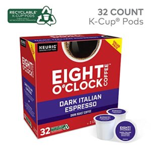 Eight O'Clock Dark Italian Espresso Coffee, Keurig Single Serve K-Cup Pods, Dark Roast, 32 Count