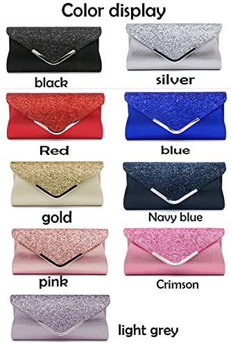 Shiny sequins wedding party clutch bag handbag purse shoulder bag woman (Navy blue)