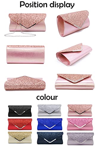 Shiny sequins wedding party clutch bag handbag purse shoulder bag woman (Navy blue)