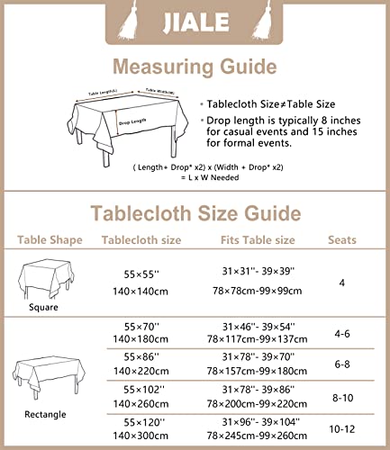 JIALE Tablecloths for Rectangle Tables,Cotton Linen Table Cloth Waterproof Tablecloth Wrinkle Free Farmhouse Dining Table Cover,Soft Fabric Table Cloths with Tassels,Blue & White,55" X 86",6-8 Seats