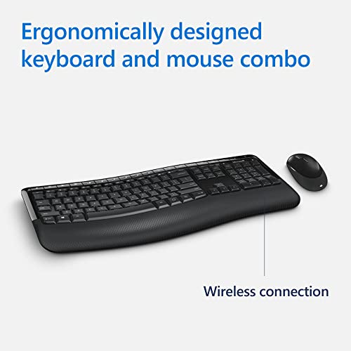 Microsoft Wireless Comfort Desktop 5050 - Black. Wireless, Ergonomic Keyboard and Mouse Combo. Built-in Palm Rest and Comfort Curve Design. Customizable Windows Shortcut Keys