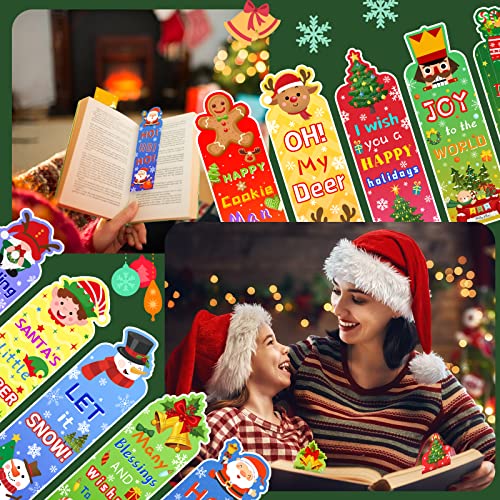 150Pieces Christmas Bookmarks Party Favor 30 Designs, Double Sided Christmas Holiday Bookmarks Christmas Character Bookmarks Santa Snowman Reindeer Christmas Tree for Students Christmas Favors