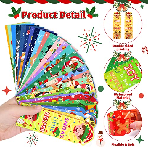 150Pieces Christmas Bookmarks Party Favor 30 Designs, Double Sided Christmas Holiday Bookmarks Christmas Character Bookmarks Santa Snowman Reindeer Christmas Tree for Students Christmas Favors