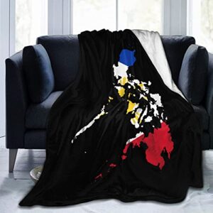 philippines terrain map blanket printed flannel throw blanket 50″x40″ anti-pilling blanket bed sofa living room bedroom