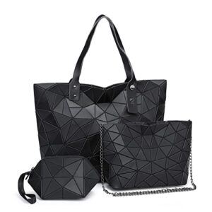 fashion geometric checker 3-in-1 shopper (black)