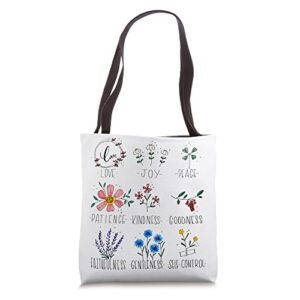 inspirational fruit of the spirit botanical flower religious tote bag