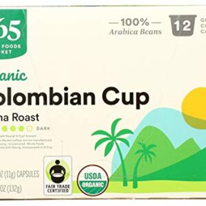 365 by Whole Foods Market, Coffee Colombian Cup Vienna Roast Pods Organic 12 Count, 4.6 Ounce