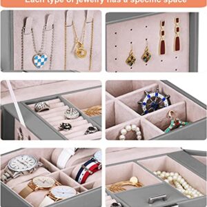 ANWBROAD Huge Jewelry Organizer Box Women Jewelry Storage Box Capacity for All Jewelry with Lock Mirror for Necklaces Earrings Rings Bracelets Jewelry Case UJJB028H