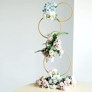 efavormart 3ft 4-tier gold metal hoop pillar flower stand, wreath wedding arch table centerpiece