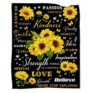 sunflower gifts for women, sunflower blanket 50”x60” positive healing throw blanket, christmas birthday gift for women blanket soft cozy flannel sunflower decorations blanket mother’s day